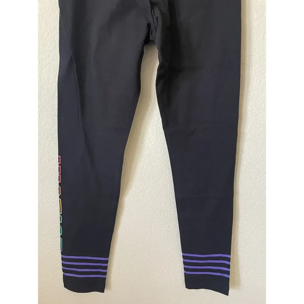 Lot Of 2 Justice Black Gray Striped High Waist Full Length Leggings Size 12